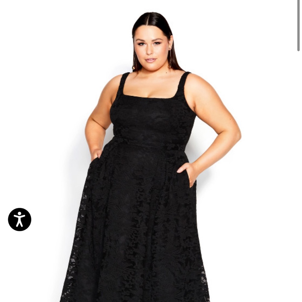 City Chic Black Lace Midi Dress
